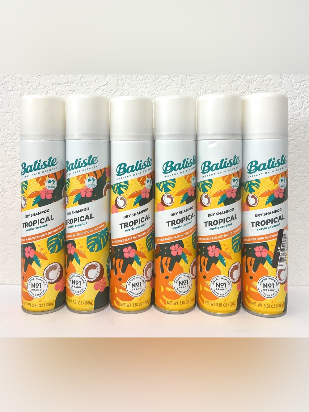 Batiste Dry Shampoo Tropical Exotic Coconut 3.81 oz, 6 Pack New